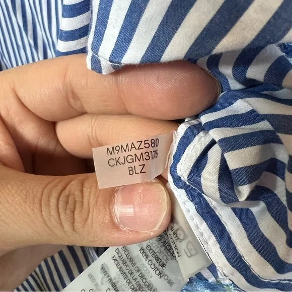 Calvin Klein Floral Embroidered Striped Long Sleeve Button Down Shirt Size Small - Picture 7 of 15